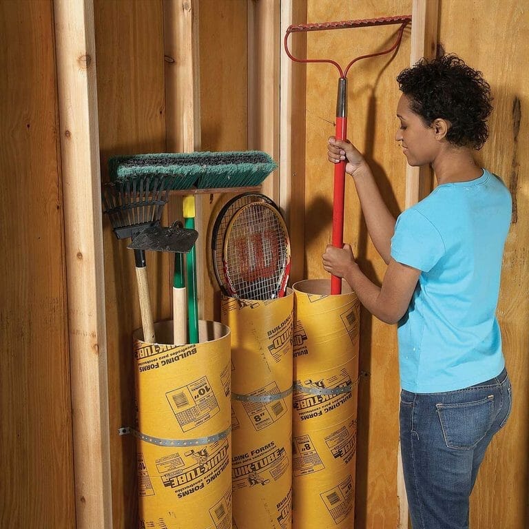 Cardboard tubes garage storage