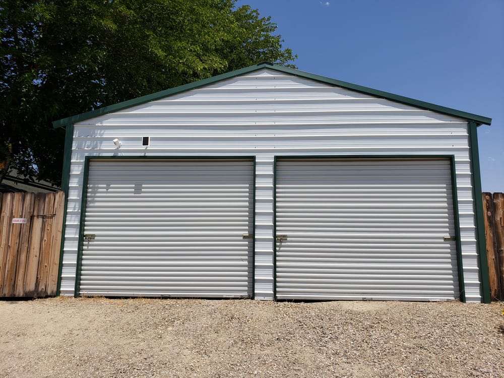 White metal two door garage sheds in Perth
